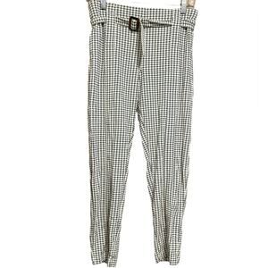 Betabrand Belted Plaid High Waist Skinny Leg Dress Pant Size Medium